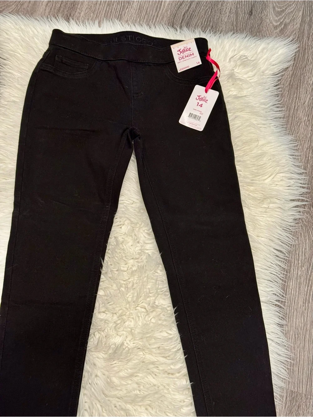 Justice Denim Leggings in black NWT girls' size 14.
